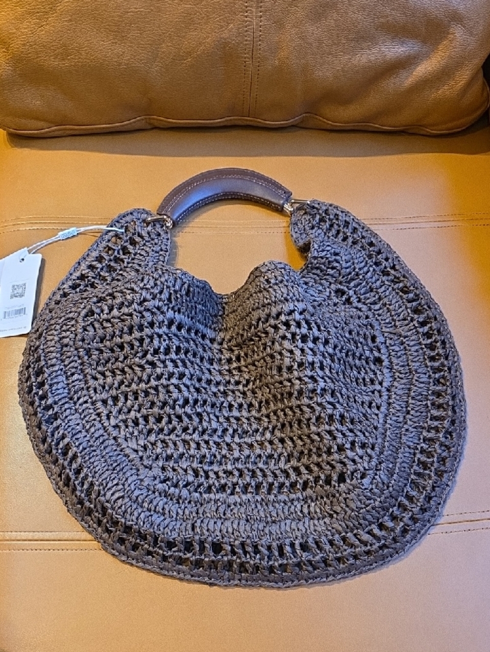Urban Expressions Brown Woven Crescent Hobo with Padded Handle - Picture 11 of 16